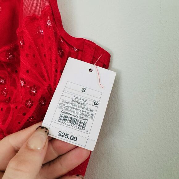 Auden Red Lace One Piece Lingerie Women’s Size S - Picture 2 of 6